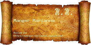 Manger Marianna névjegykártya